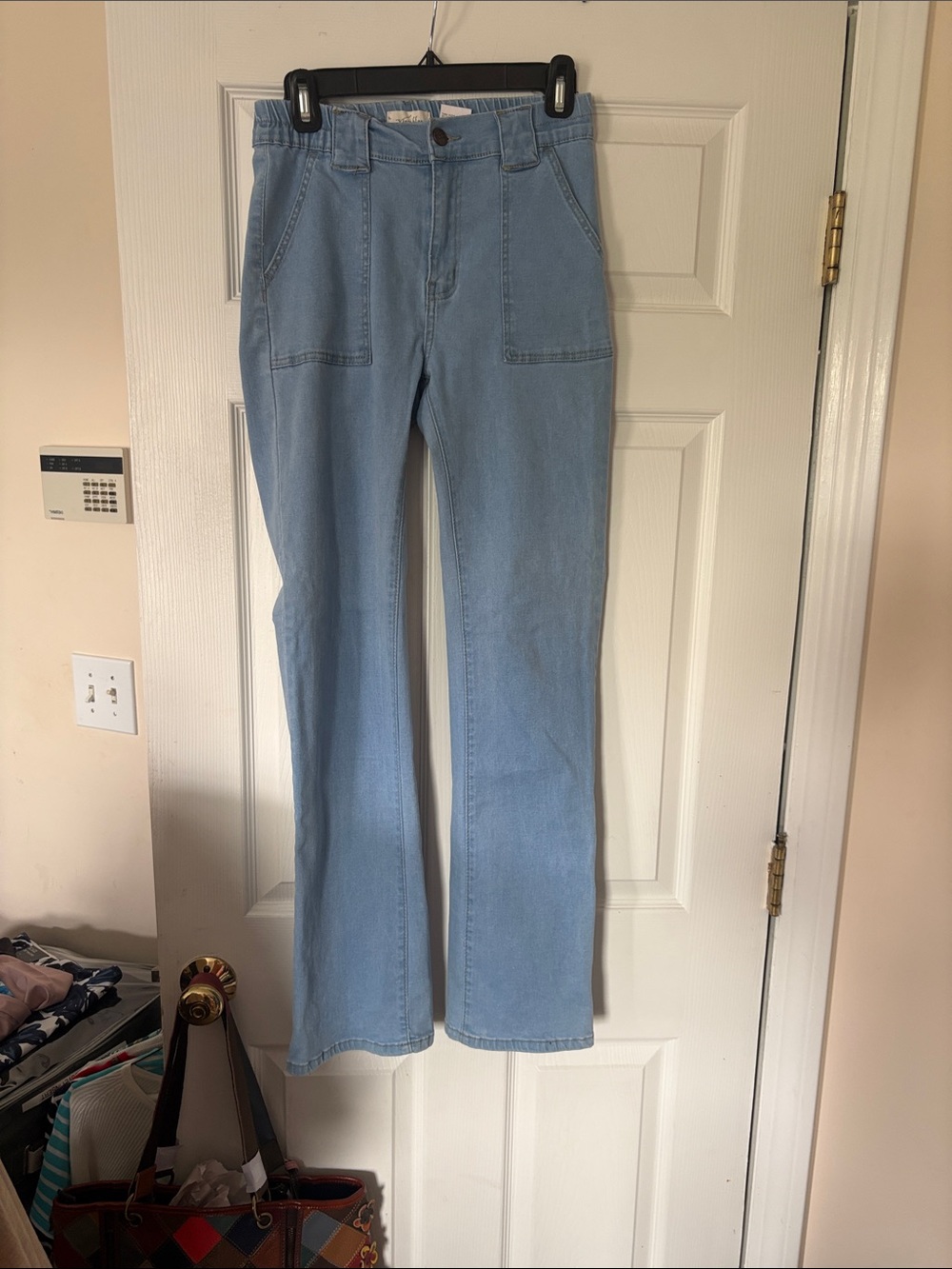 Light Blue High-Rise Flare Jeans for Women